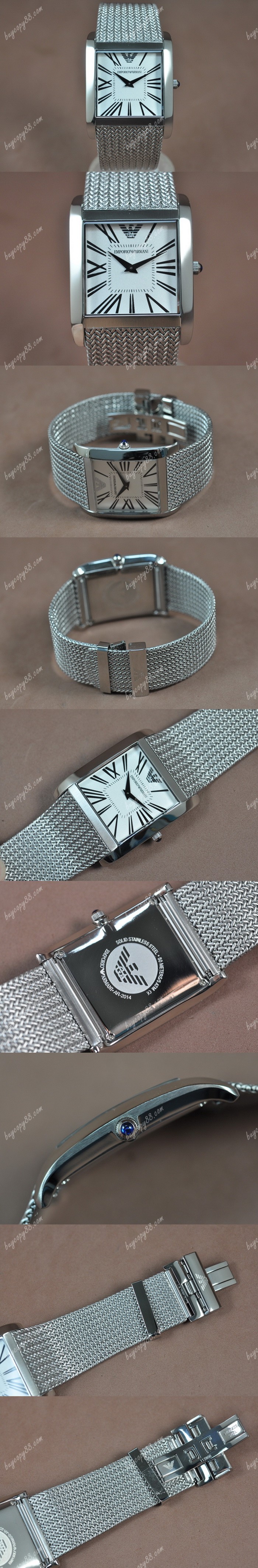  亞曼尼Armani SS/SS White Dial Swiss石英錶0