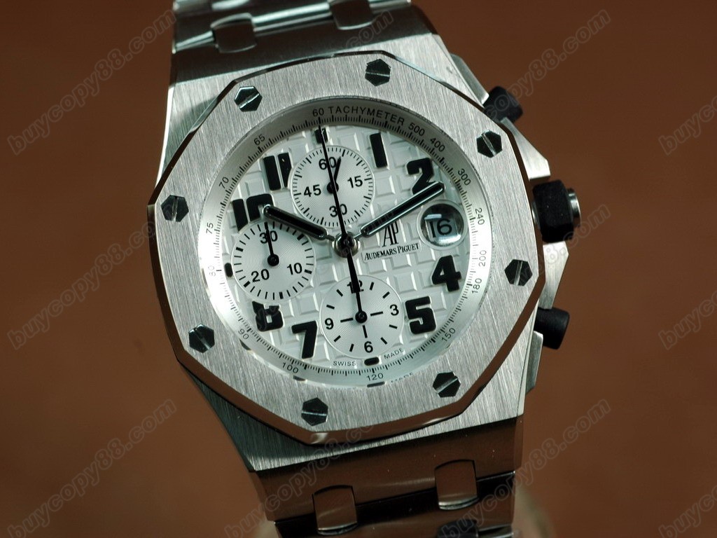 愛彼錶【男性用】Royal Oak Chronograph SS/SS White Asia7750自動機芯搭載6