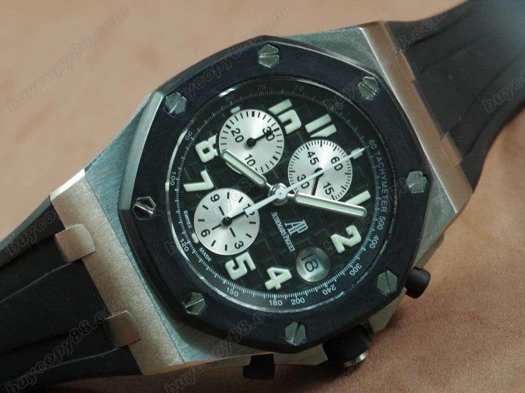 愛彼錶【男性用】 Royal Oak Chronograph SS/RU Black Asia7750自動機芯搭載7