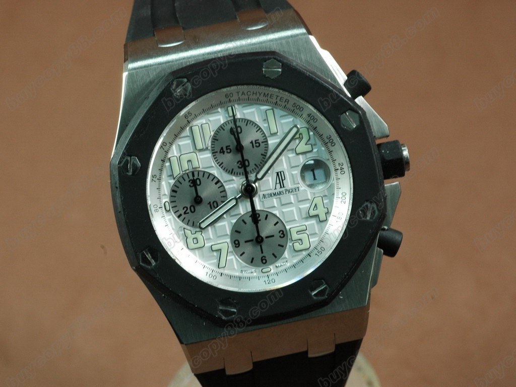 愛彼錶【男性用】 Royal Oak Chronograph SS/RU White Asia7750自動機芯搭載10