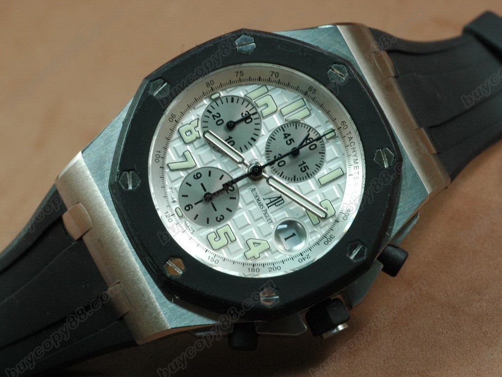 愛彼錶【男性用】 Royal Oak Chronograph SS/RU White Asia7750自動機芯搭載7