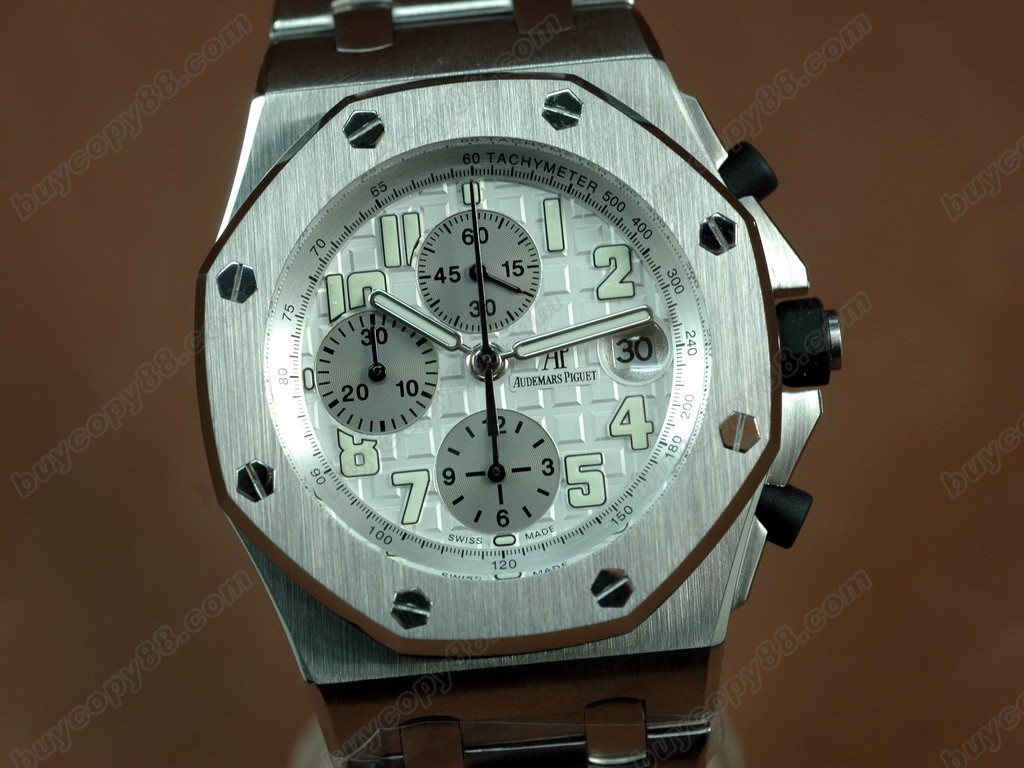 愛彼錶【男性用】Royal Oak Chronograph SS/SS White Asia7750自動機芯搭載0
