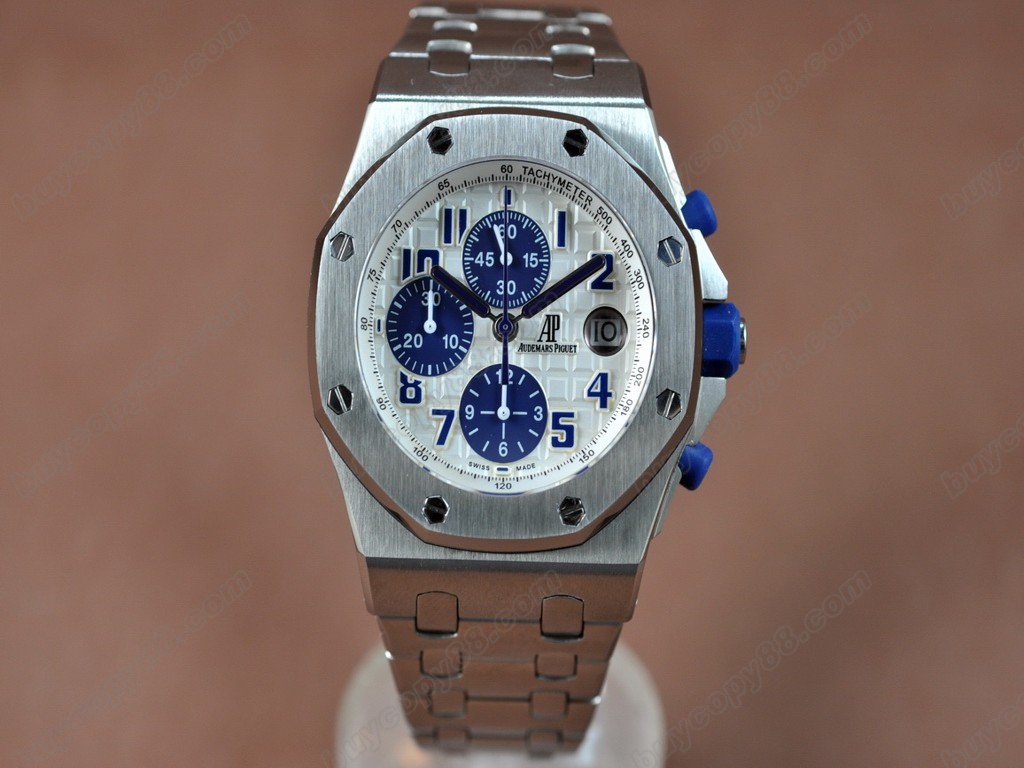 愛彼錶【男性用】Royal Oak Chronograph SS/SS Wht/Blu Asia7750自動機芯搭載8