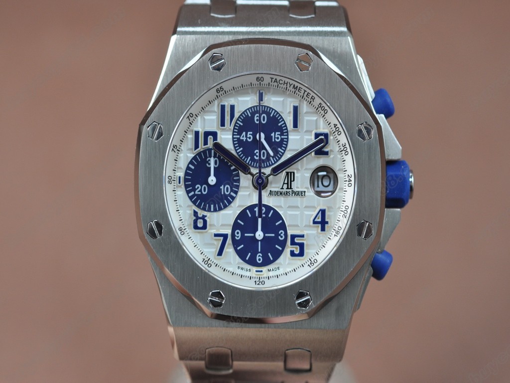 愛彼錶【男性用】Royal Oak Chronograph SS/SS Wht/Blu Asia7750自動機芯搭載6