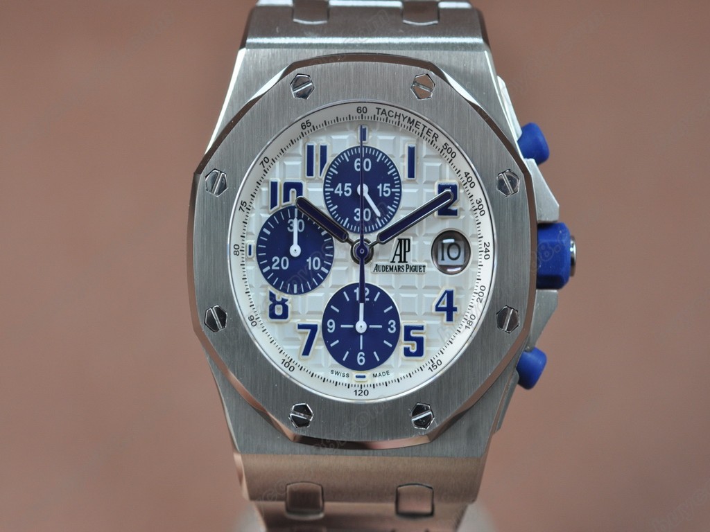 愛彼錶【男性用】Royal Oak Chronograph SS/SS Wht/Blu Asia7750自動機芯搭載6