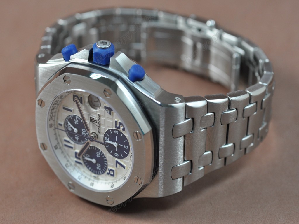 愛彼錶【男性用】Royal Oak Chronograph SS/SS Wht/Blu Asia7750自動機芯搭載5