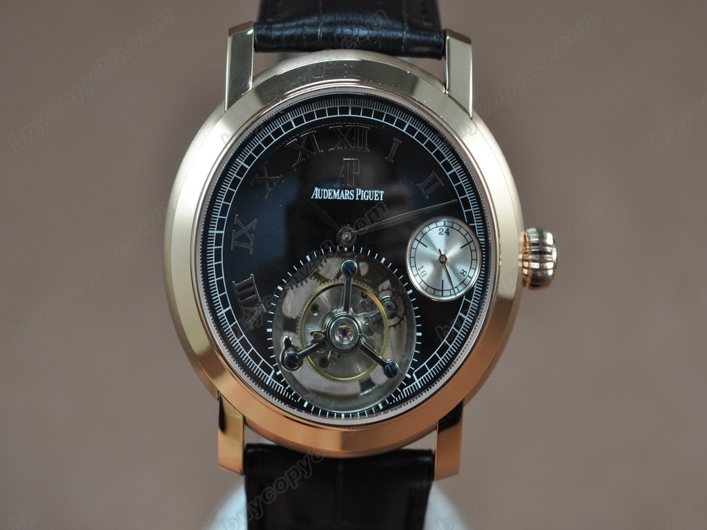 愛彼錶【男性用】Jules Audemars Classics Tourbillon RG/LE Black Flying Tourbillon手上鏈搭載2