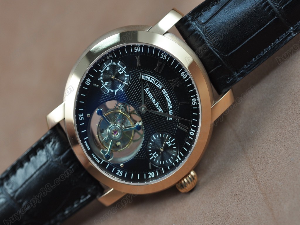 愛彼錶【男性用】 Jules Audemars Classics RG/LE Black Flying Tourbillon 手上鏈搭載4