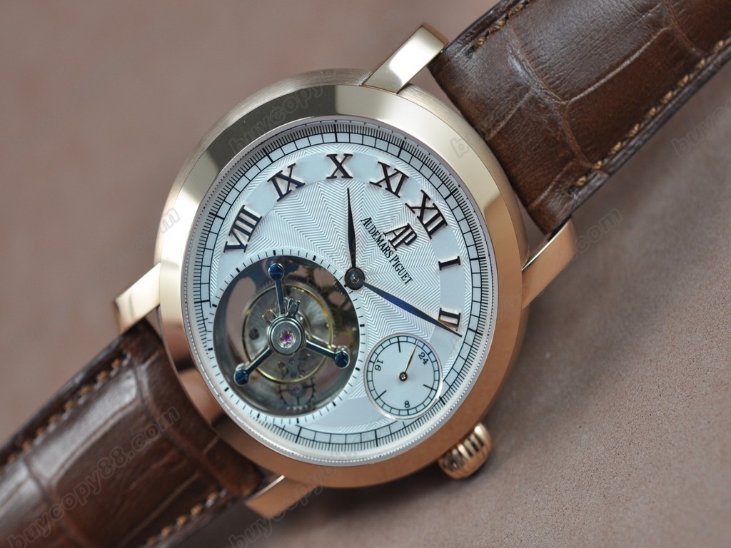 愛彼錶【男性用】Jules Audemars Classics Tourbillon RG/LE White Flying Tourbillon手上鏈搭載4