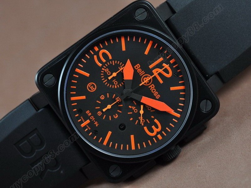 Bell & Ross【男性用】 BR01-94 PVD/RU Black/Orange A-7750 オートマチック搭載6