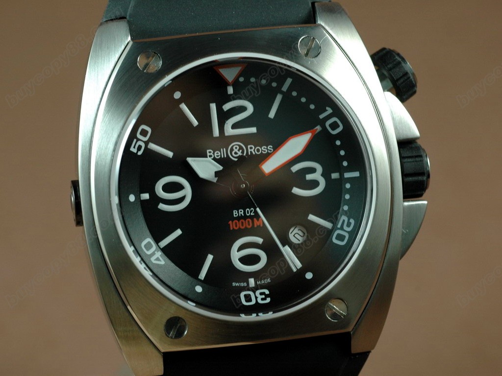 Bell & Ross【男性用】 Instrument BR-02 SS/RU Black Num/Stk Asia Eta 2824-2自動機芯搭載7