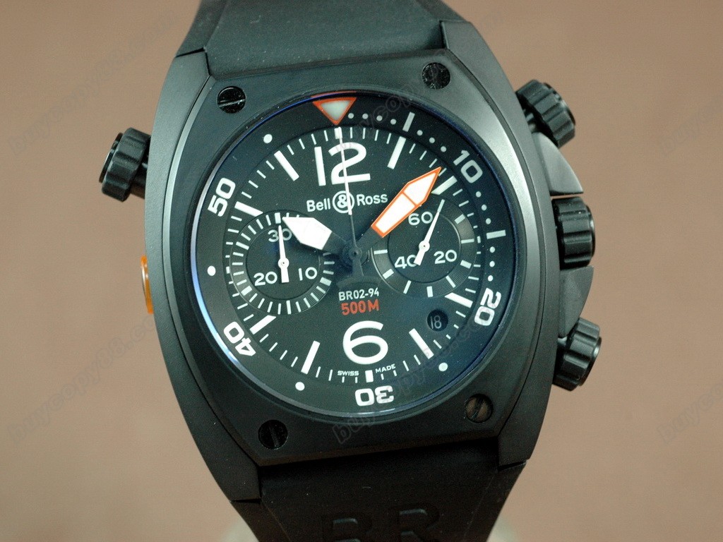 Bell & Ross【男性用】BR-02 Chrono PVD/RU Blk Num/Stk Asia 7750 自動機芯搭載5