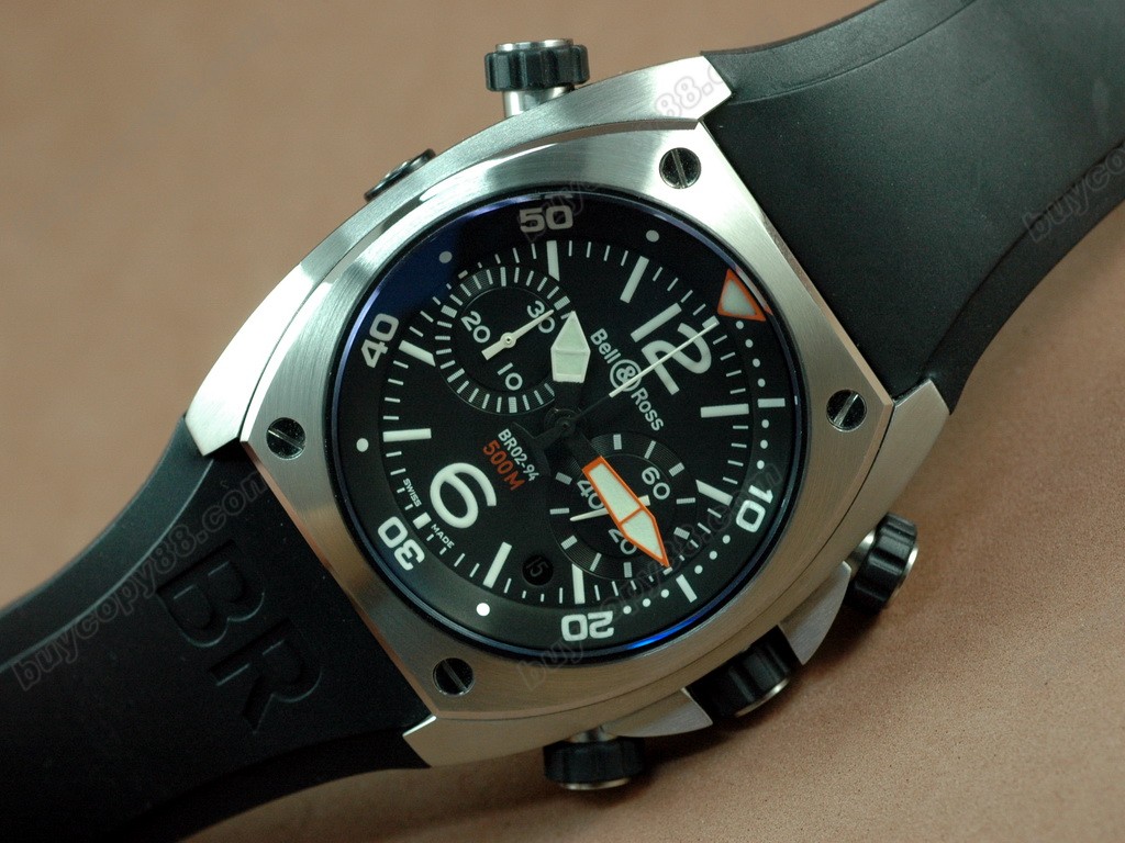 Bell & Ross【男性用】 BR-02 Chrono SS/RU Blk Num/Stk Asia 7750 オートマチック搭載4