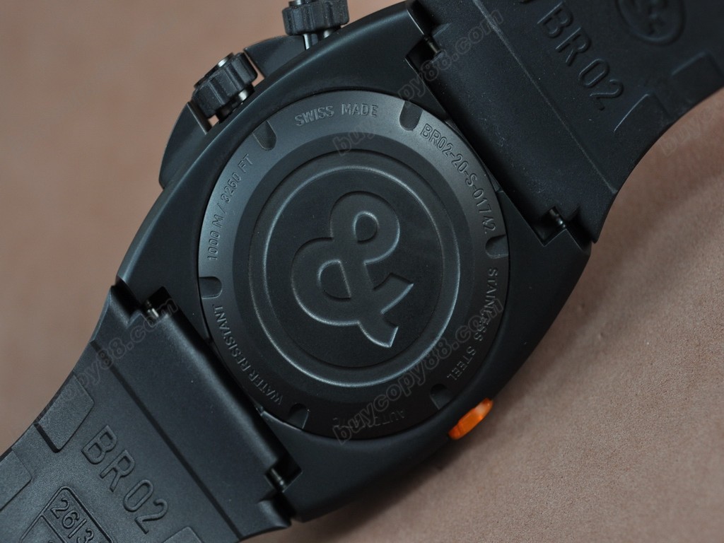 Bell & Ross【男性用】 Instrument BR-02 PVD/RU Black Num/Stk Asia Eta 2824-2自動機芯搭載7