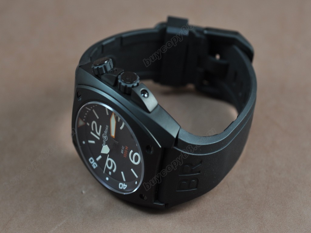 Bell & Ross【男性用】 Instrument BR-02 PVD/RU Black Num/Stk Asia Eta 2824-2自動機芯搭載2