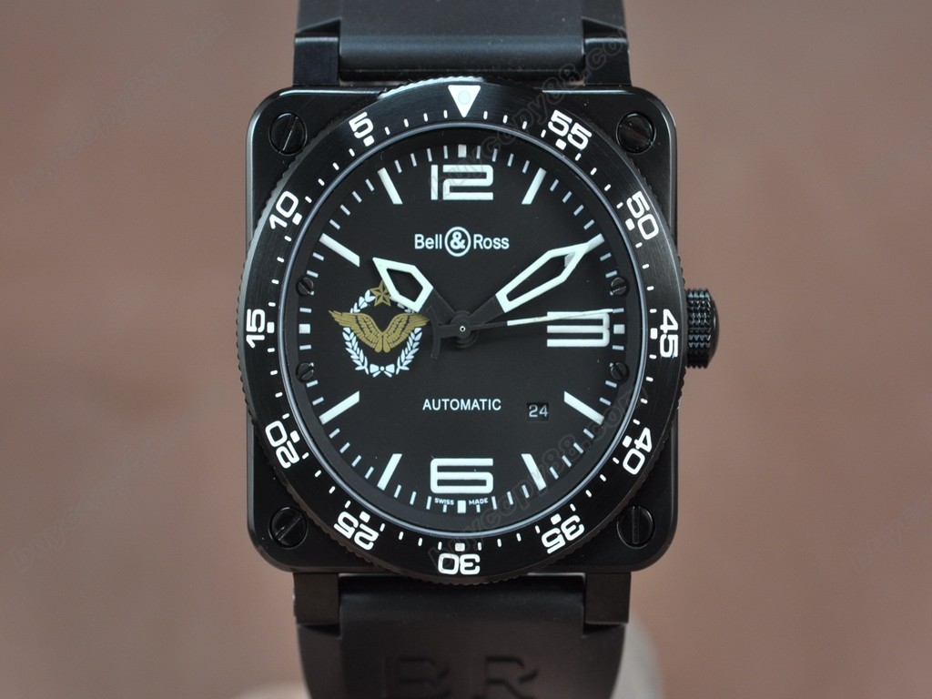 Bell & Ross【男性用】 BR03 PVD/RU French Air Force Black Dial Asia Eta 2824-2自動機芯搭載2