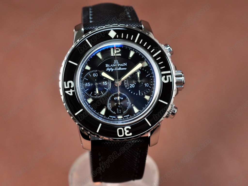 寶鉑錶【男性用】 50 Fathoms Chronograph SS/NY Blk 7750 自動機芯搭載14