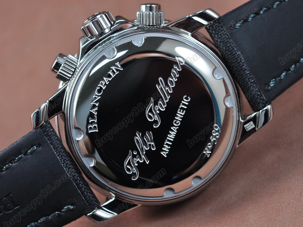 寶鉑錶【男性用】 50 Fathoms Chronograph SS/NY Blk 7750 自動機芯搭載9
