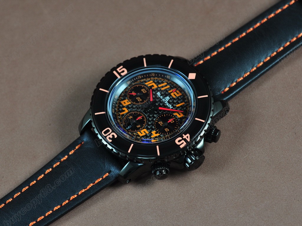 寶鉑錶【男性用】50 Fathoms Chronograph Limted Ed PVD/NY Blk/Red AsiaETA7750 自動機芯搭載 12