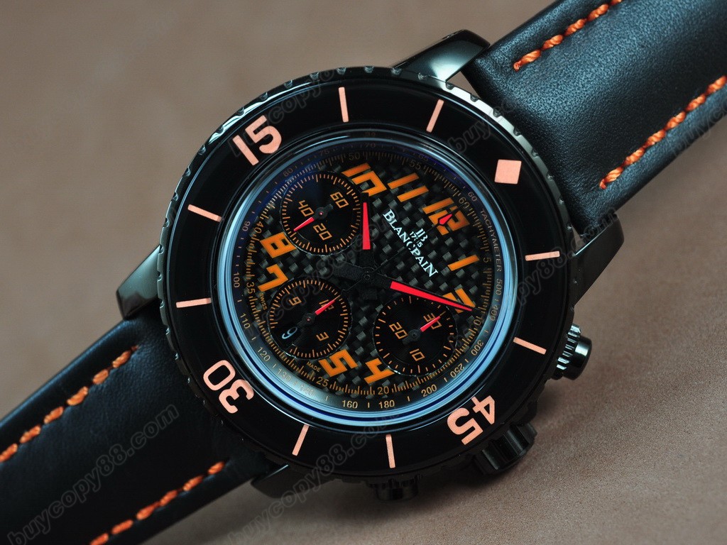 寶鉑錶【男性用】50 Fathoms Chronograph Limted Ed PVD/NY Blk/Red AsiaETA7750 自動機芯搭載 11