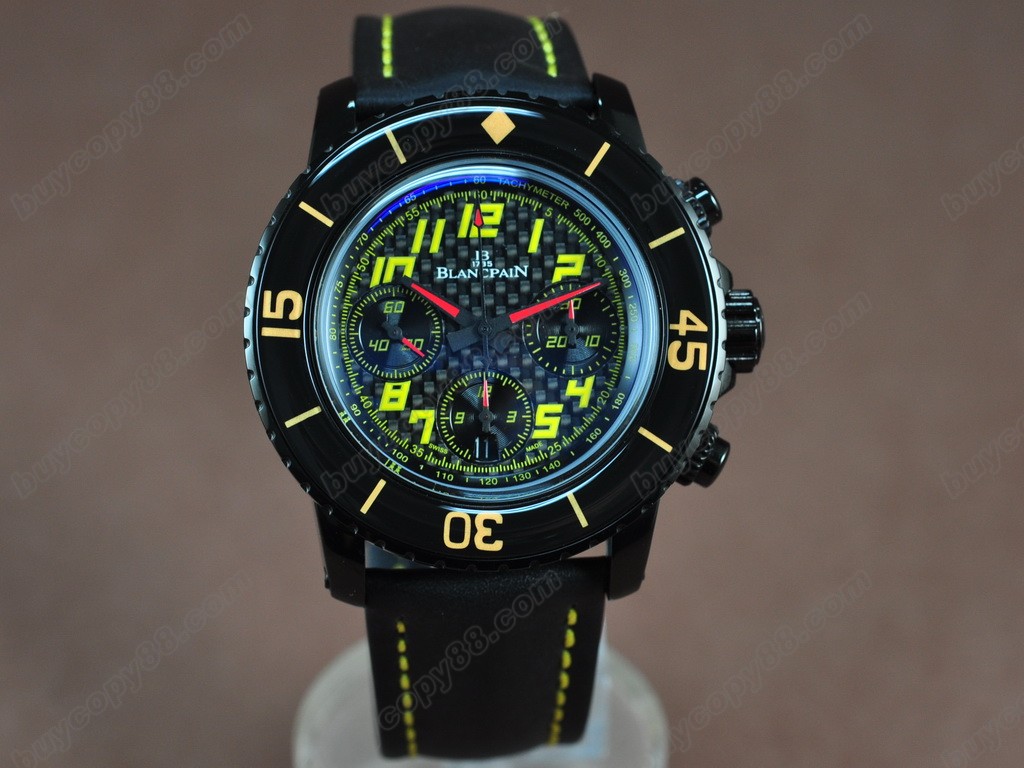 寶鉑錶【男性用】 50 Fathoms Chronograph Limted Ed PVD/NY Blk/Yel 7750 自動機芯搭載10