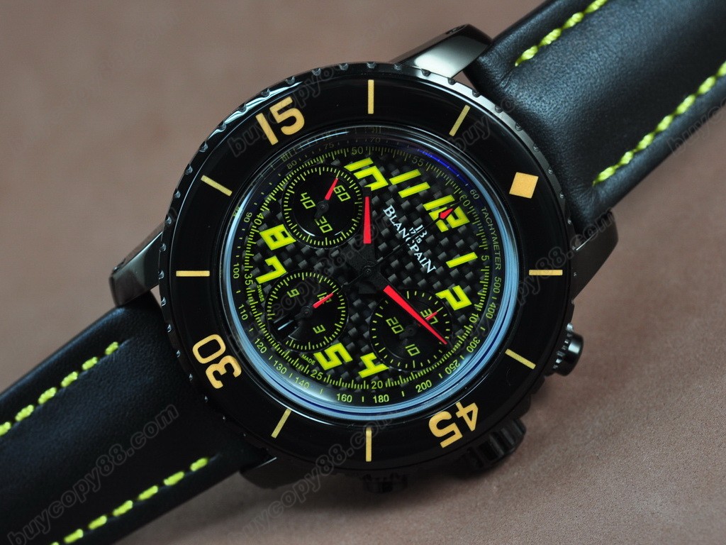 寶鉑錶【男性用】 50 Fathoms Chronograph Limted Ed PVD/NY Blk/Yel 7750 自動機芯搭載7