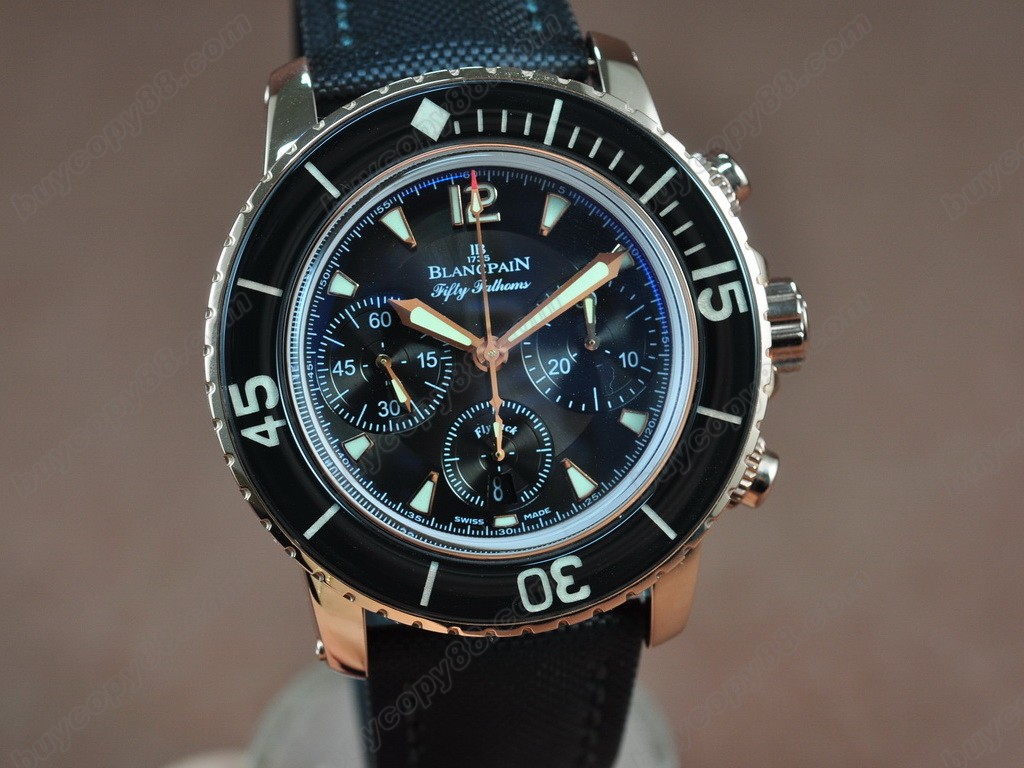  寶鉑錶【男性用】50 Fathoms Chronograph RG/NY Blk7750 自動機芯搭載3