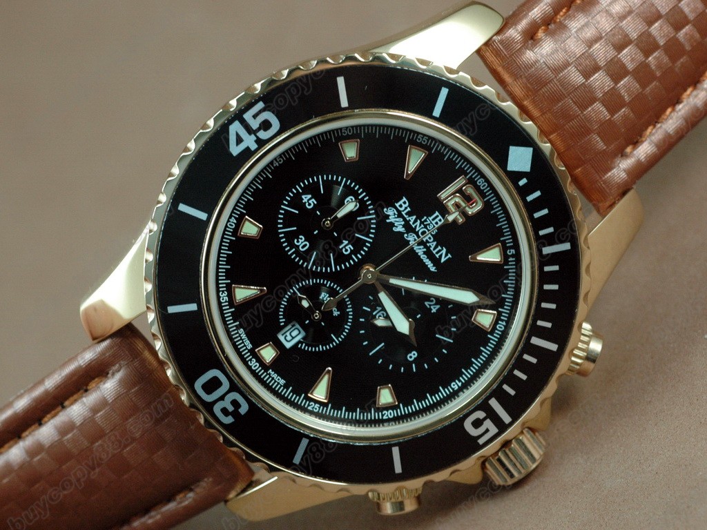 寶鉑錶【男性用】 50 Fathoms Chronograph RG/NY Blk Jap 石英機芯搭載2