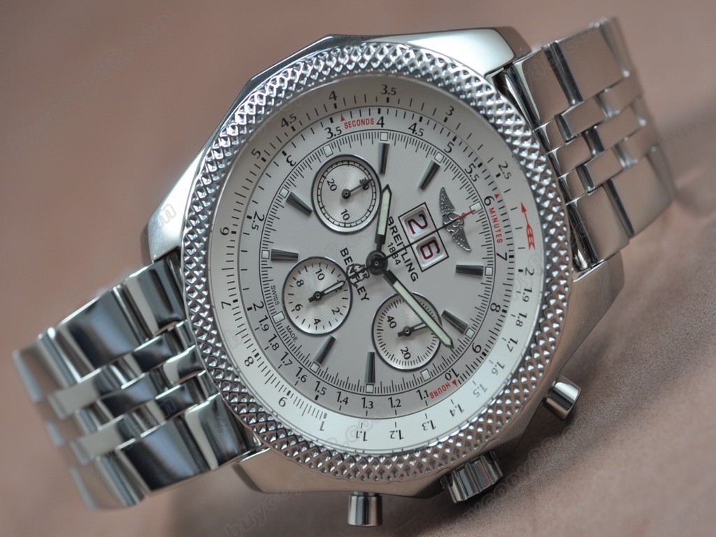 百年靈【男性用】Bentley Big Date Chrono SS/SS White Asia7750自動機芯搭載6