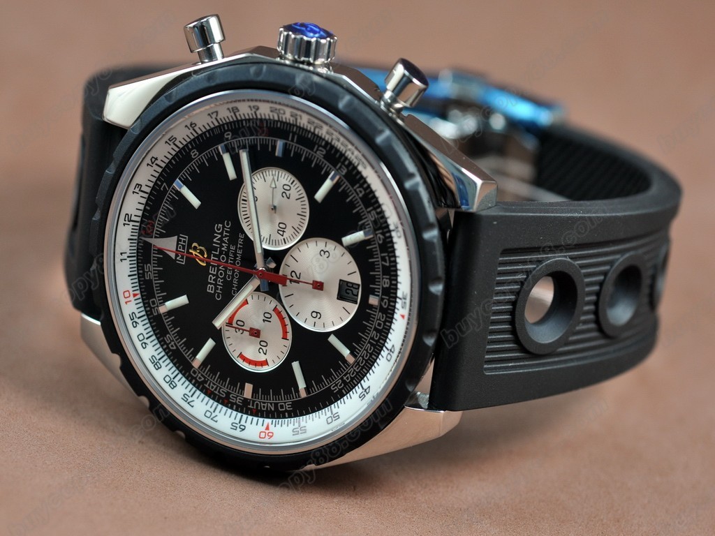 百年靈【男性用】 Chrono-Matic SS/RU Black Asia7750自動機芯搭載5