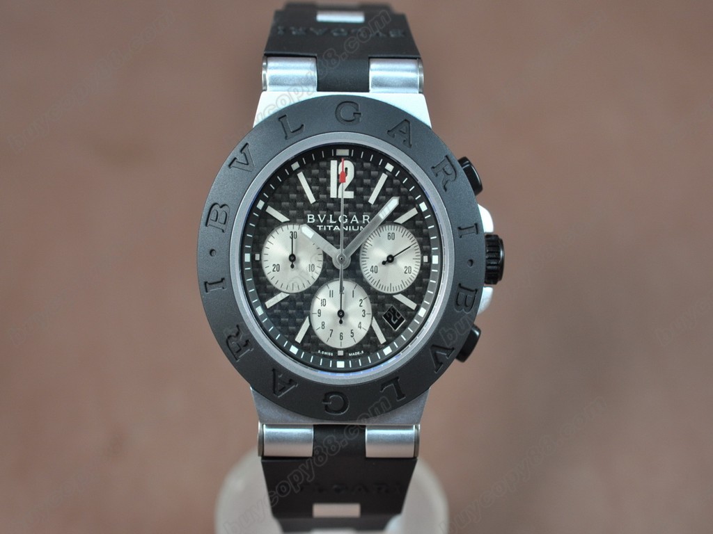 寶格麗 【男性用】 Diagono Aluminium Chrono RU Carbon dial A-7750 自動機芯搭載11