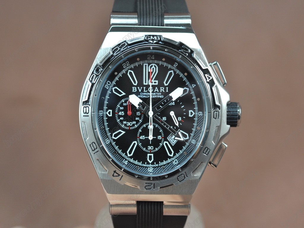 寶格麗【男性用】Diagono X-PRO Chrono SS/RU Black Jap OS20 石英機芯搭載　6
