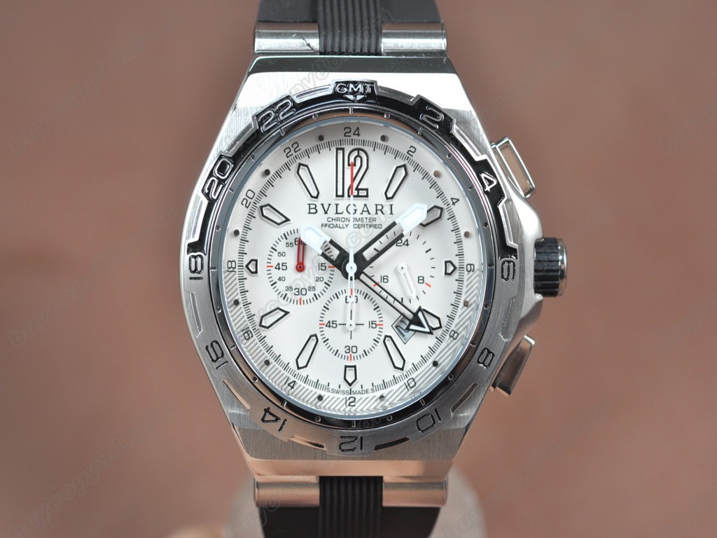 寶格麗【男性用】Diagono X-PRO Chrono SS/RU White Jap OS20 石英機芯搭載　2