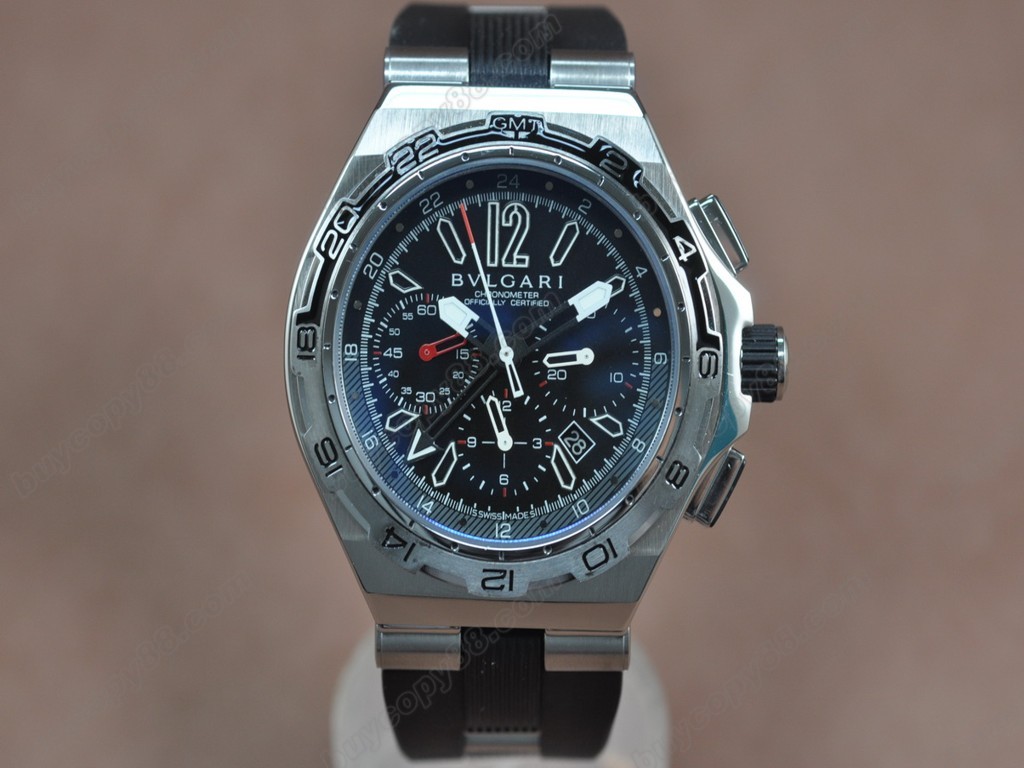寶格麗 【男性用】 Diagono X-PRO Chrono GMT SS/RU Black Asian 7750 自動機芯搭載9