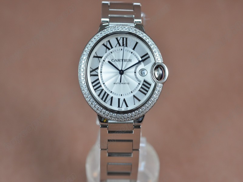 卡地亞【男性用】 Ballon Bleu de Cartier Men SS/Diam White Swiss Eta 2824自動機芯搭載6