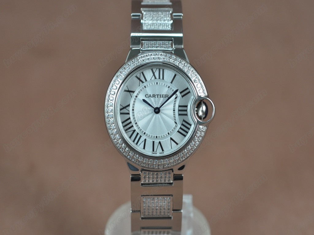 卡地亞【男性用】 Ballon Bleu de Cartier Mid SS White dial 石英機芯搭載　5