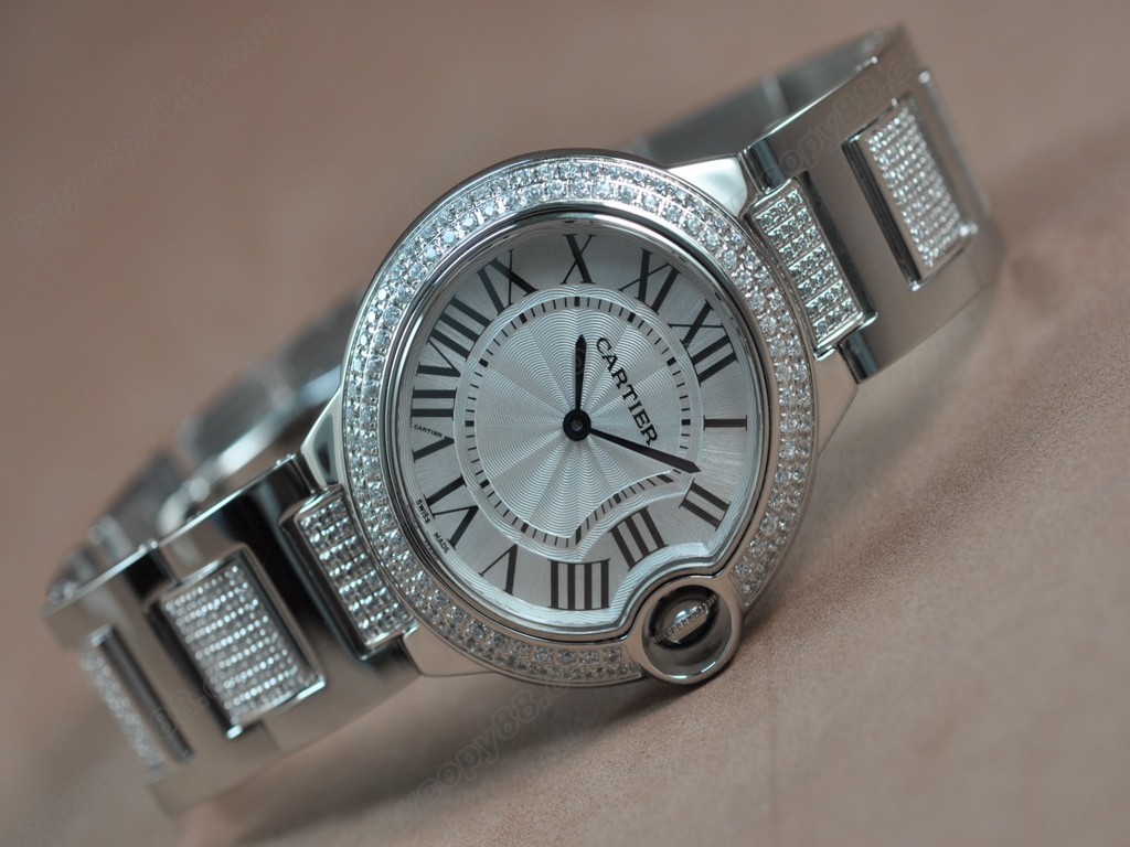 卡地亞【男性用】 Ballon Bleu de Cartier Mid SS White dial 石英機芯搭載　3