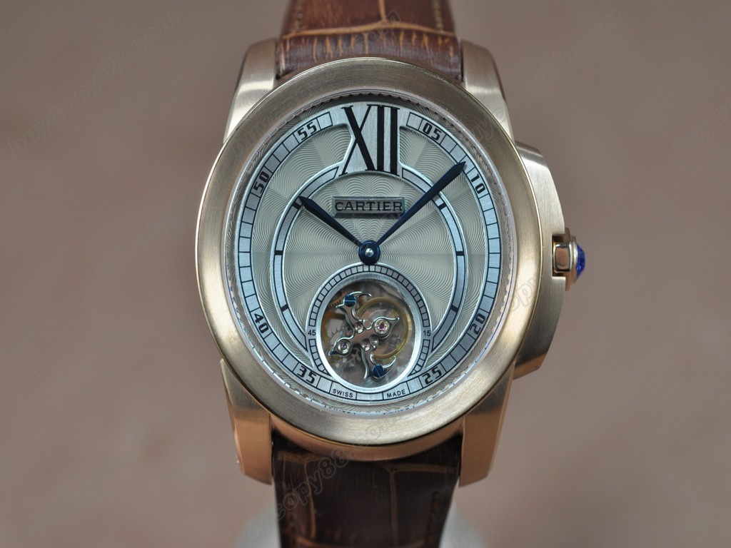 卡地亞【男性用】 Calibre de Cartier RG/LE Grey Tourbillon Asian Manual 手上鏈搭載6