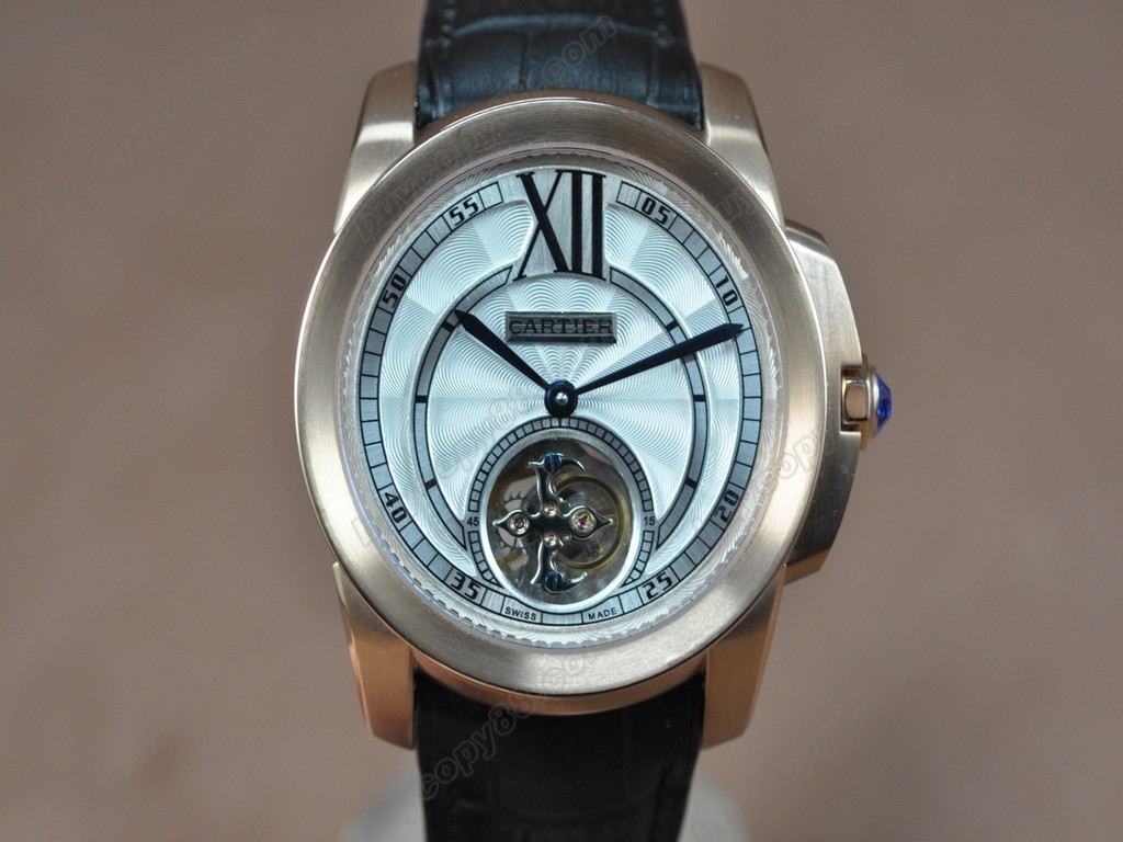 卡地亞【男性用】 Calibre de Cartier RG/LE White Tourbillon Asian Manual 手上鏈搭載6