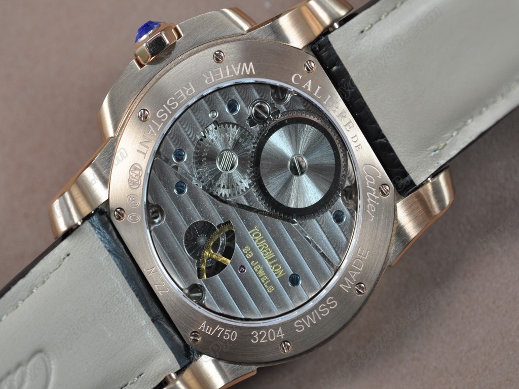 卡地亞【男性用】Calibre de Cartier RG/LE Grey Tourbillon Asian Manual 手上鏈搭載2