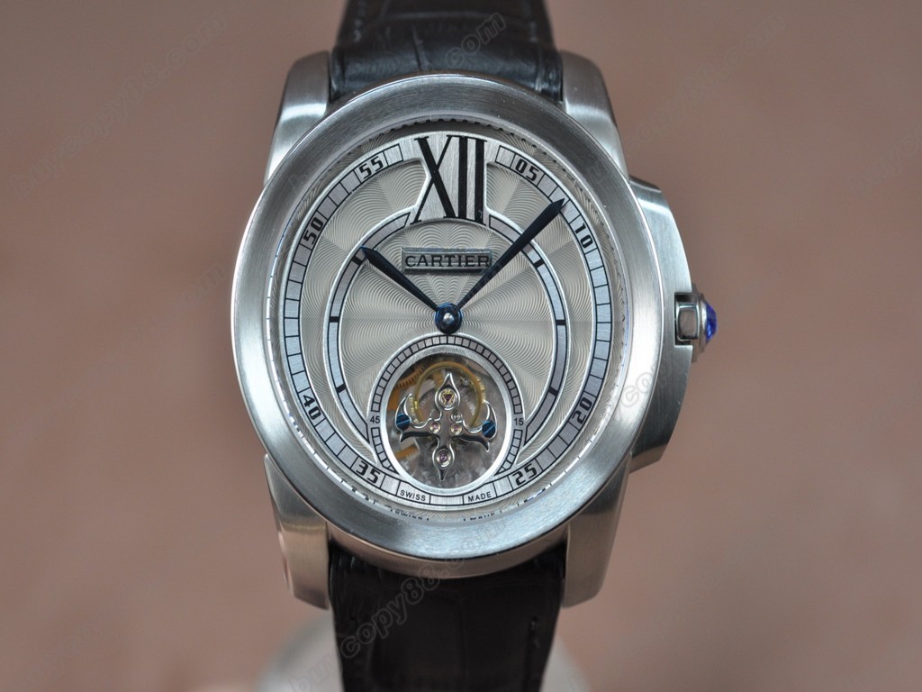 卡地亞【男性用】 Calibre de Cartier SS/LE Grey Tourbillon Asian Manual手上鏈搭載5