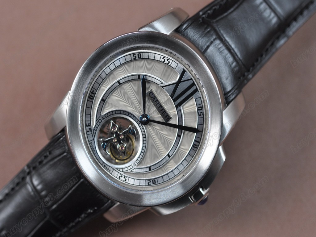 卡地亞【男性用】 Calibre de Cartier SS/LE Grey Tourbillon Asian Manual手上鏈搭載4