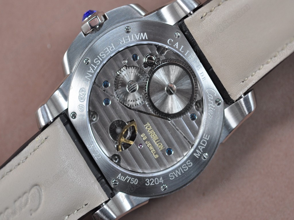 卡地亞【男性用】 Calibre de Cartier SS/LE Grey Tourbillon Asian Manual手上鏈搭載3