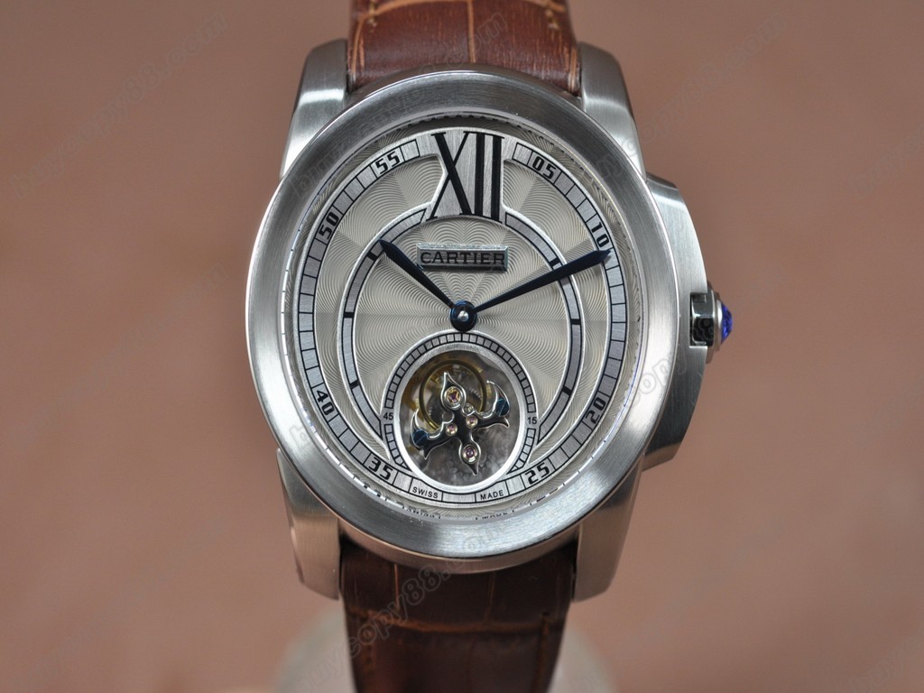 卡地亞【男性用】 Calibre de Cartier SS/LE Grey Tourbillon Asian Manual 手上鏈搭載6