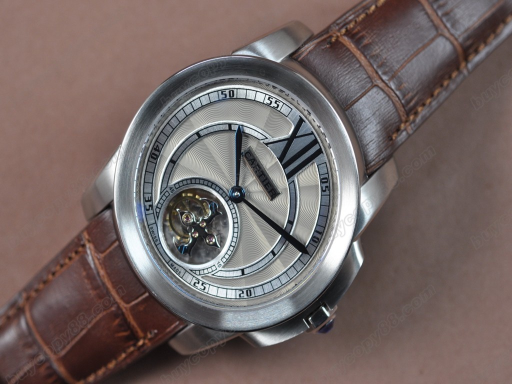 卡地亞【男性用】 Calibre de Cartier SS/LE Grey Tourbillon Asian Manual 手上鏈搭載5