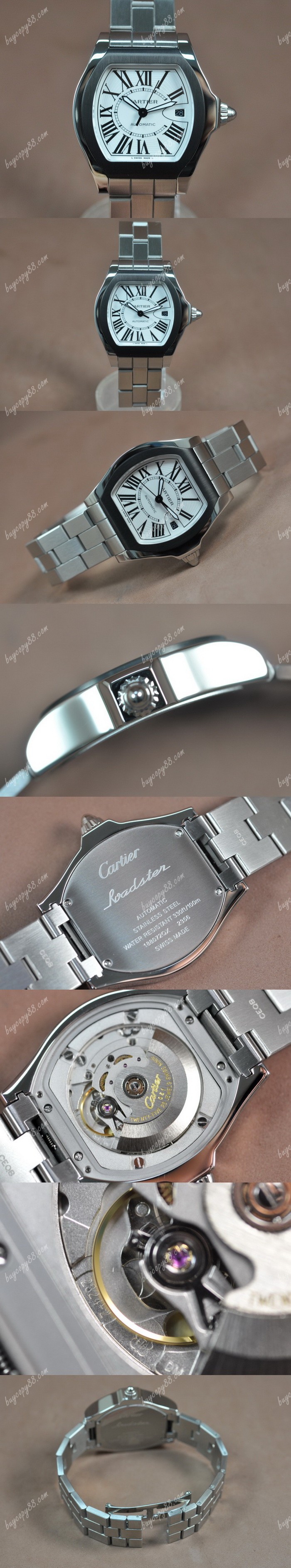 卡地亞Cartier Men Roadster SS/SS Black dial A-2824-2自動機芯搭載0