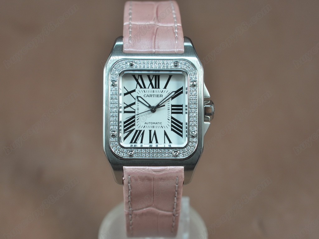 卡地亞【女性用】Santos SS/LE/Diam White dial Swiss Eta 2671-2自動機芯搭載 10