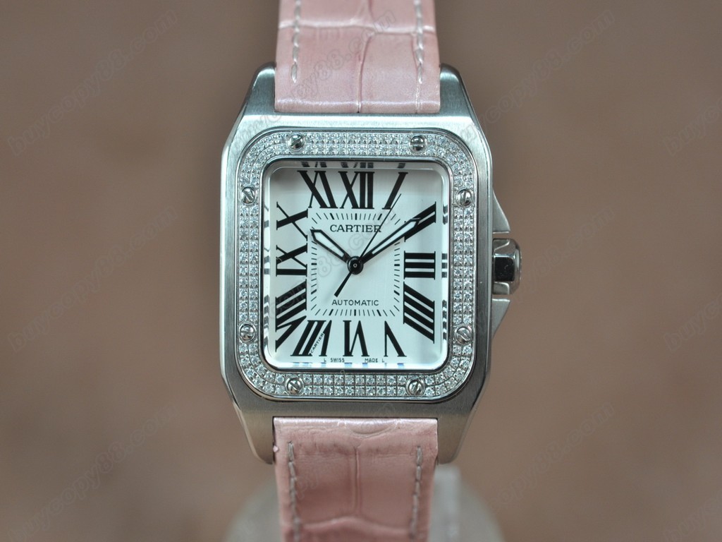 卡地亞【女性用】Santos SS/LE/Diam White dial Swiss Eta 2671-2自動機芯搭載 8