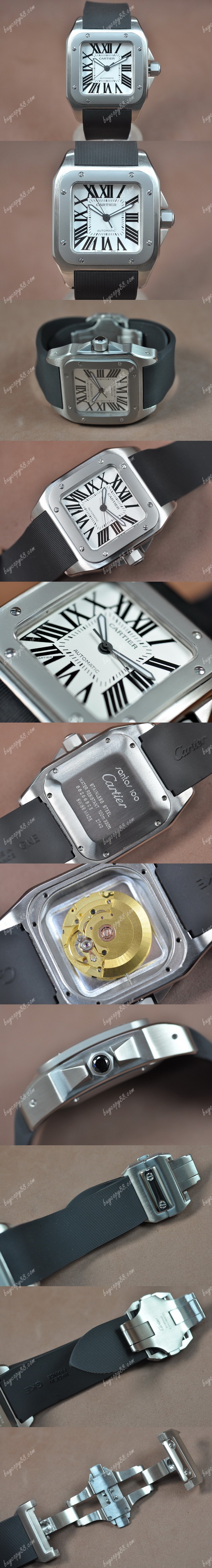 卡地亞Cartier Santos Men SS/RU White dial A-2824-2自動機芯搭載0