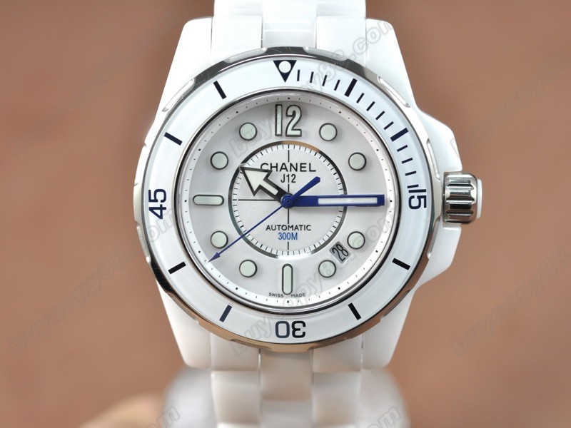 香奈兒【男性用】J12 (Best version)Full White Ceramic White Dial Swiss Eta 2824-2 自動機芯搭載1